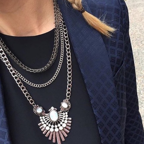 Silver Opal Statement Necklace - Picture 4 of 8